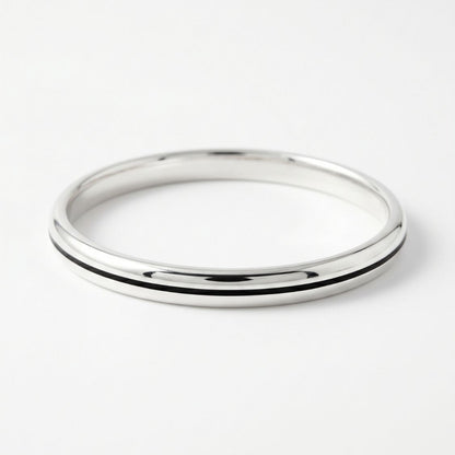 Black Line Silver Men's Bangle
