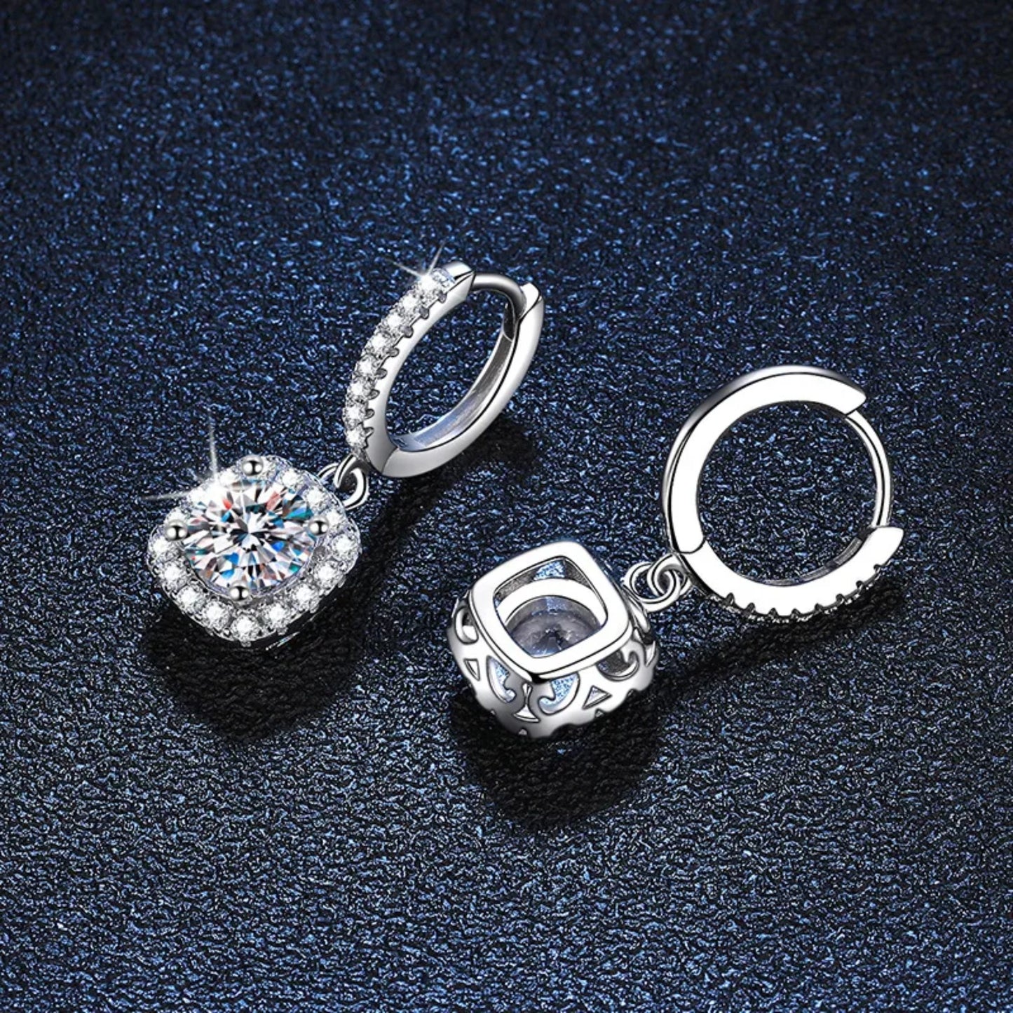 Cushion Halo Moissanite Earrings