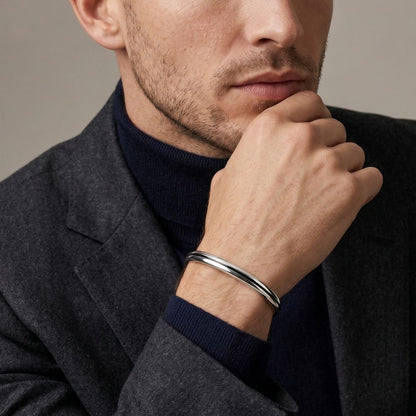 Black Line Silver Men's Bangle