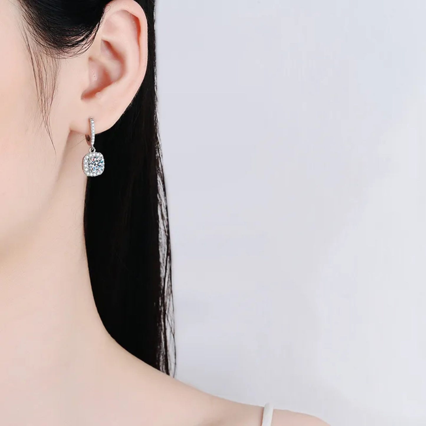 Cushion Halo Moissanite Earrings