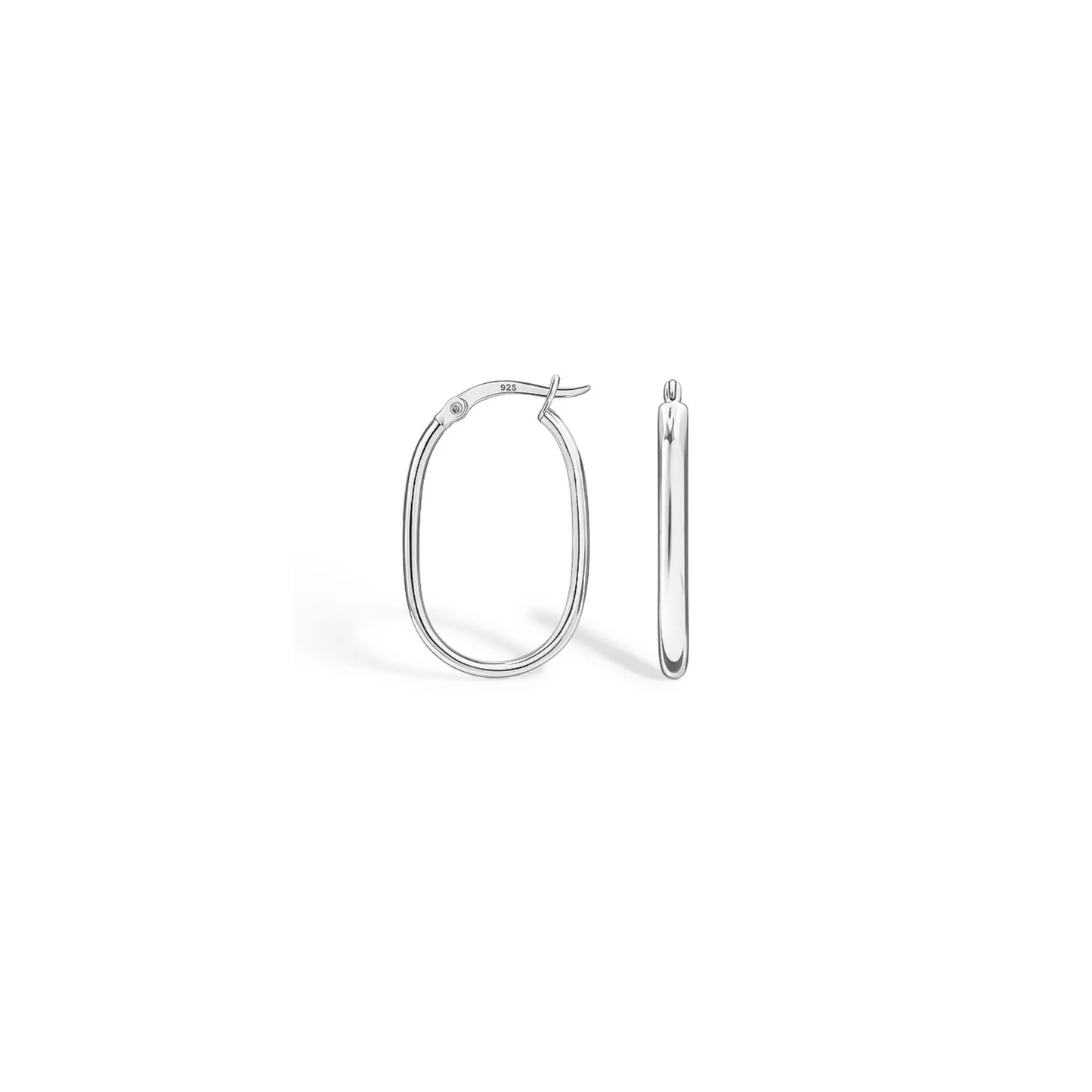 Silver Sleek Oval Hoops