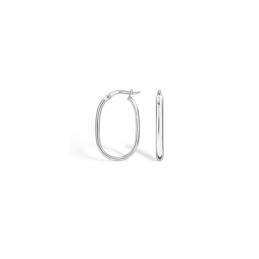Silver Sleek Oval Hoops