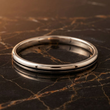 Black Line Silver Men's Bangle