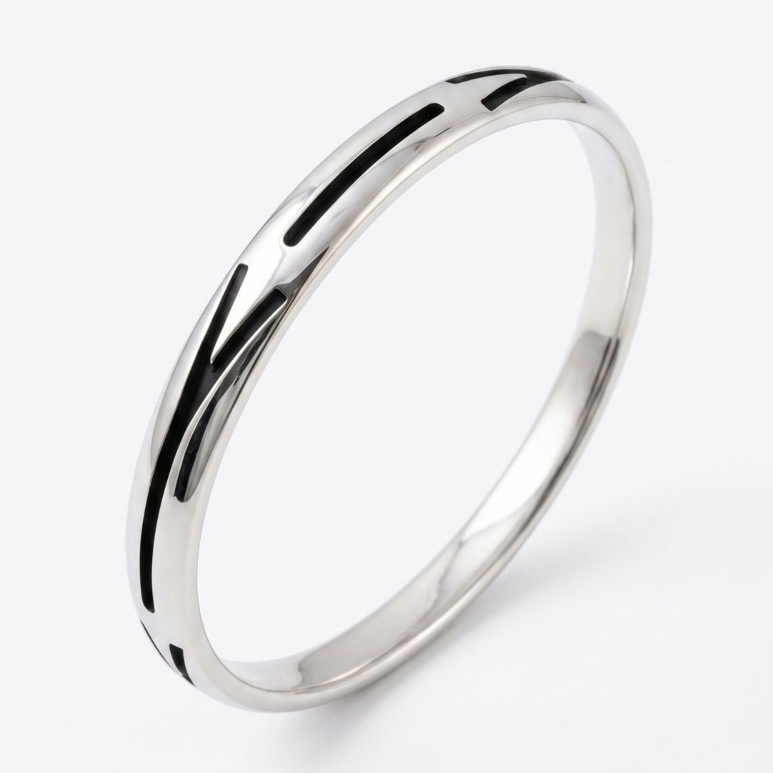 Black Dash Enamel Men's Bangle