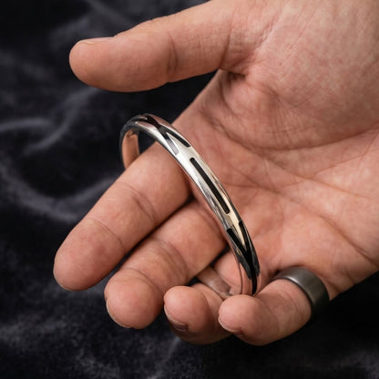 Black Dash Enamel Men's Bangle