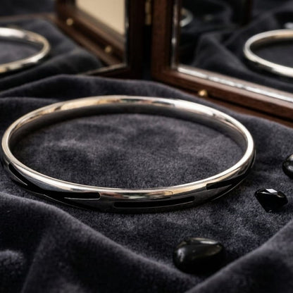 Black Dash Enamel Men's Bangle