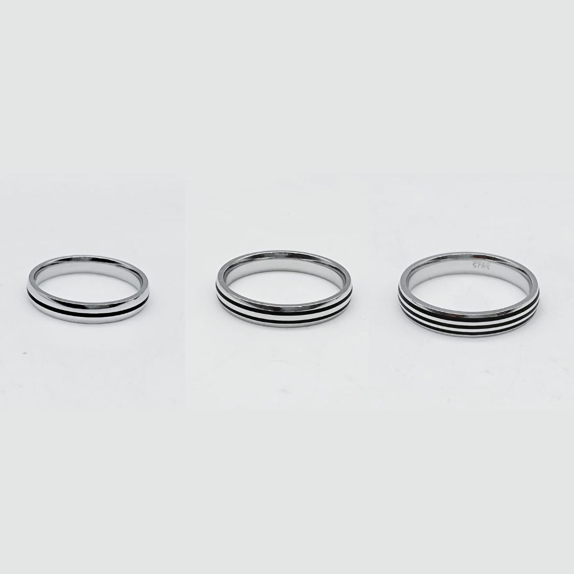 Black Line Enamel Men's Ring
