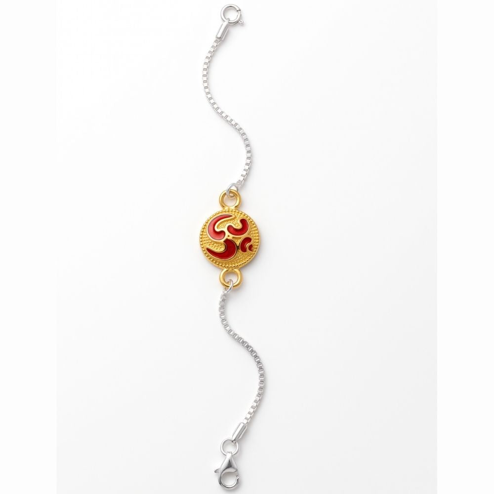 Red Enamel Om Rakhi Bracelet