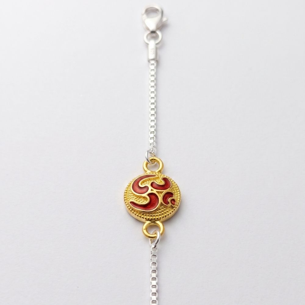 Red Enamel Om Rakhi Bracelet
