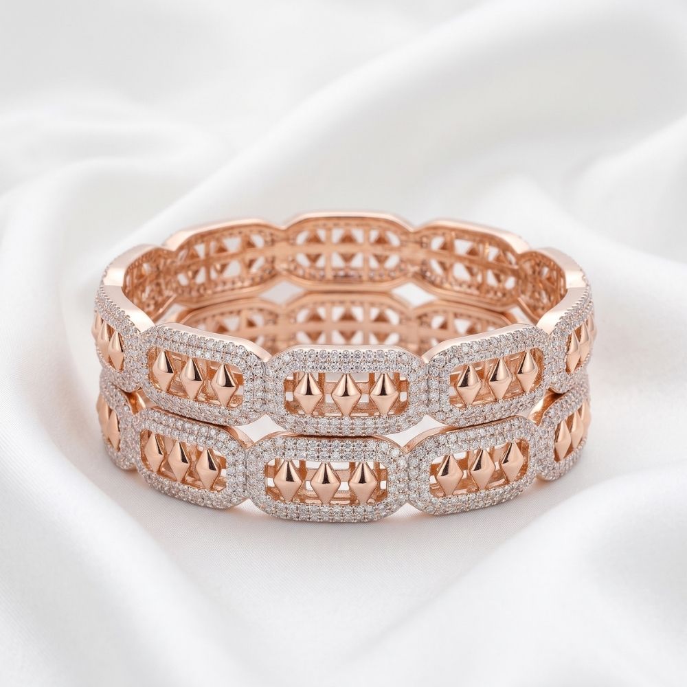 Pavé Geometric Bangle Set