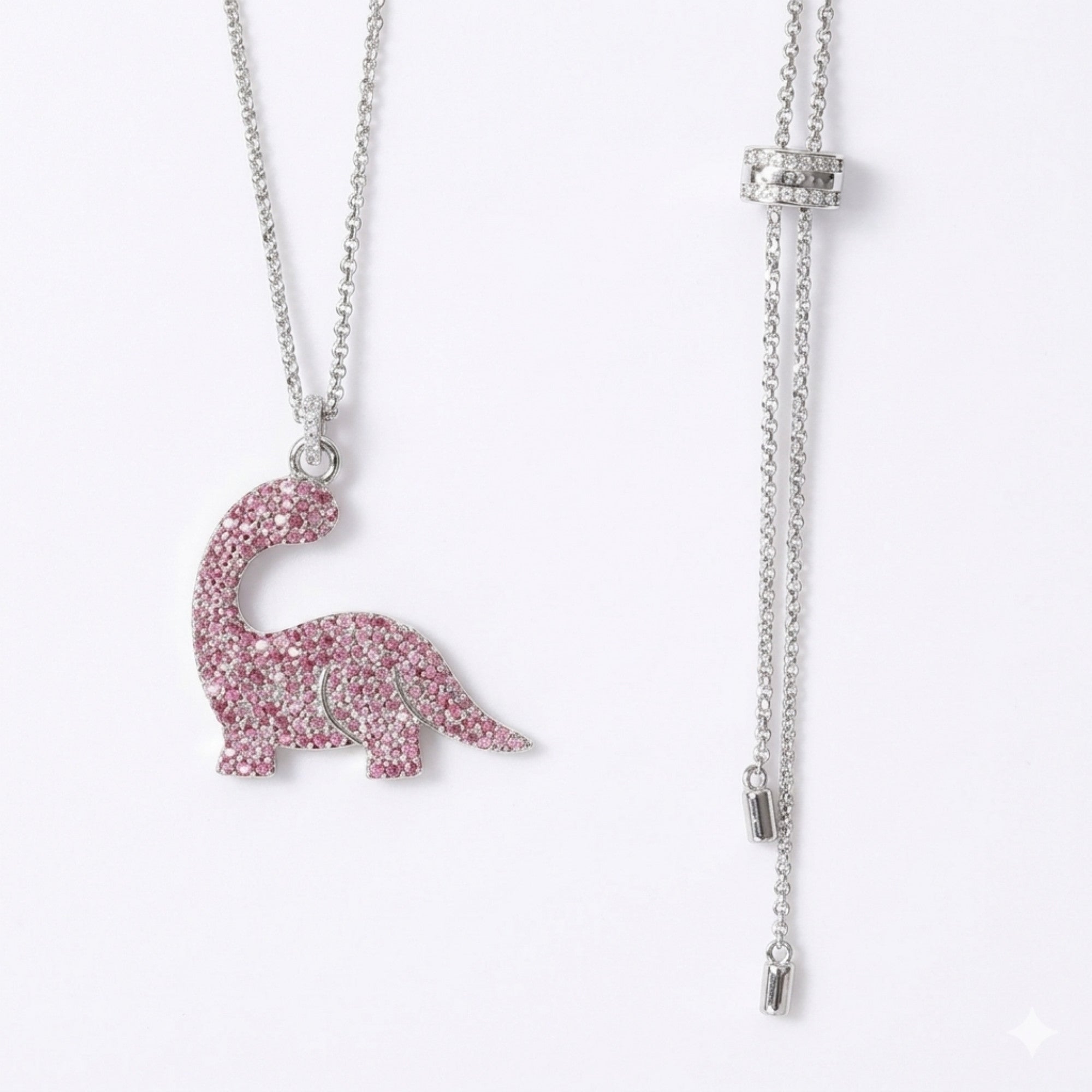 Blushing Brontosaurus Silver Pendant