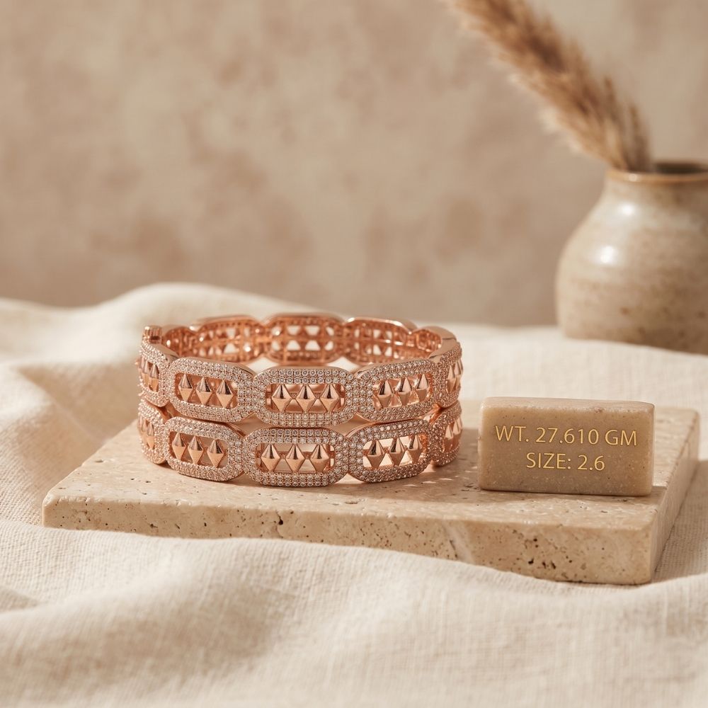 Pavé Geometric Bangle Set