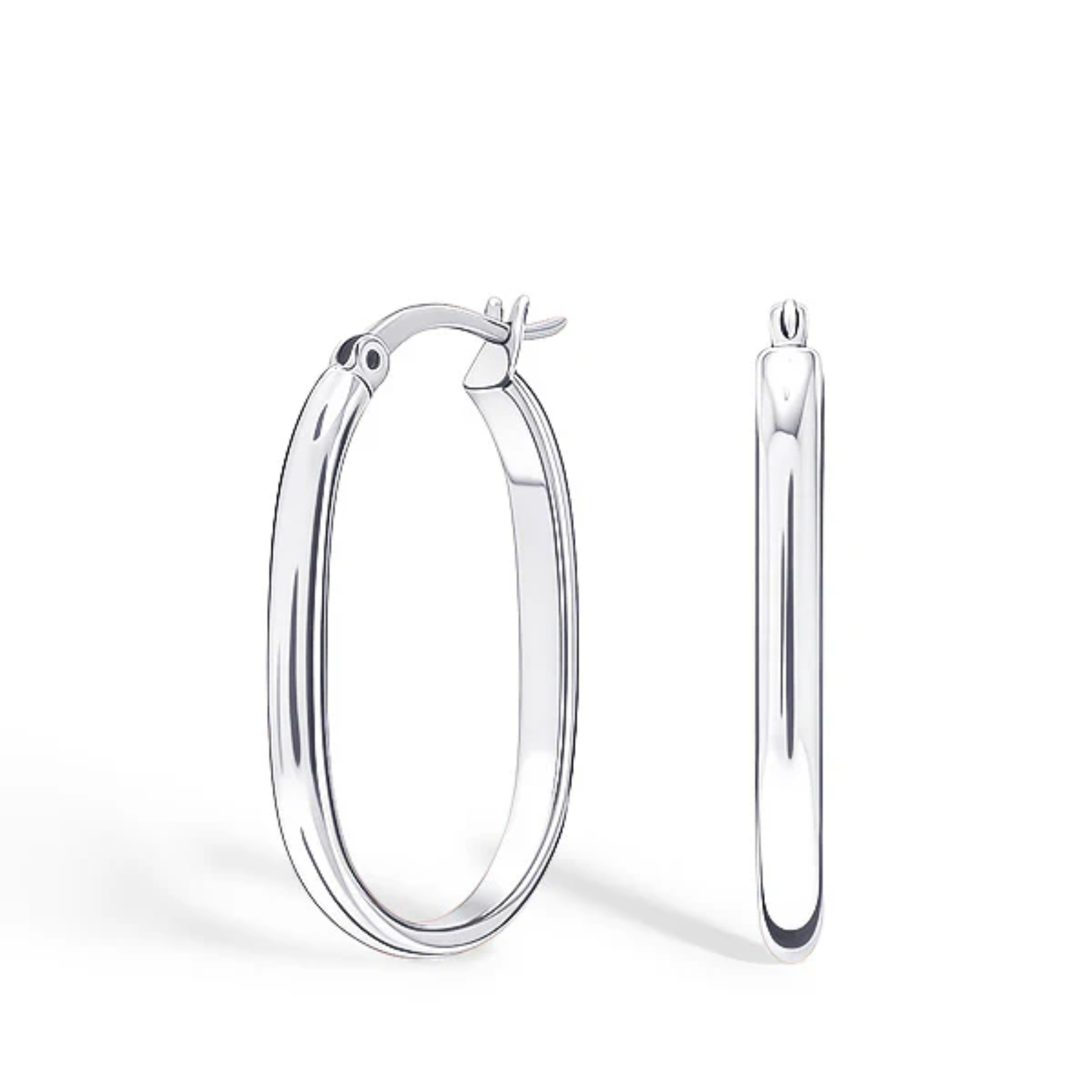 Silver Sleek Oval Hoops