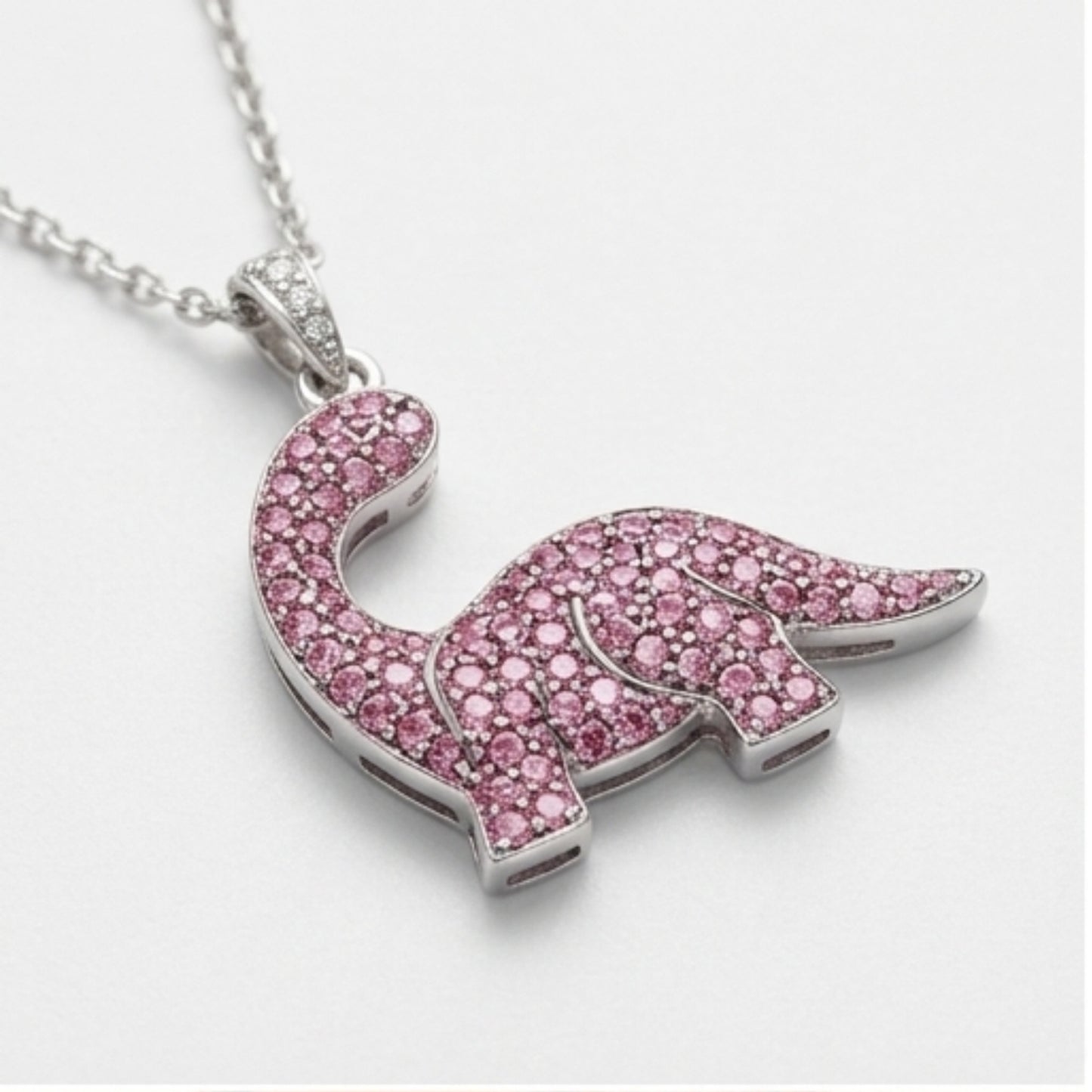 Blushing Brontosaurus Silver Pendant