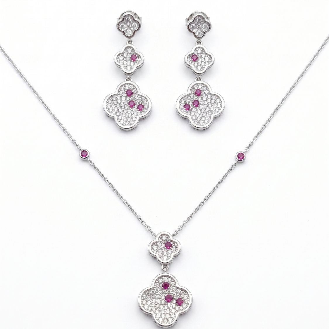 Ruby Clover Necklace Set