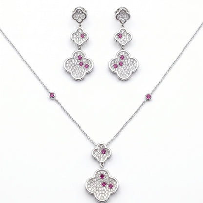 Ruby Clover Necklace Set