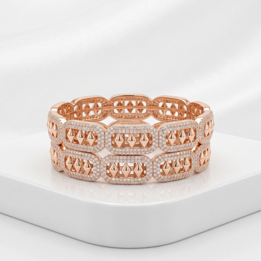 Pavé Geometric Bangle Set