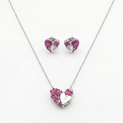 Baguette Heart Necklace Set