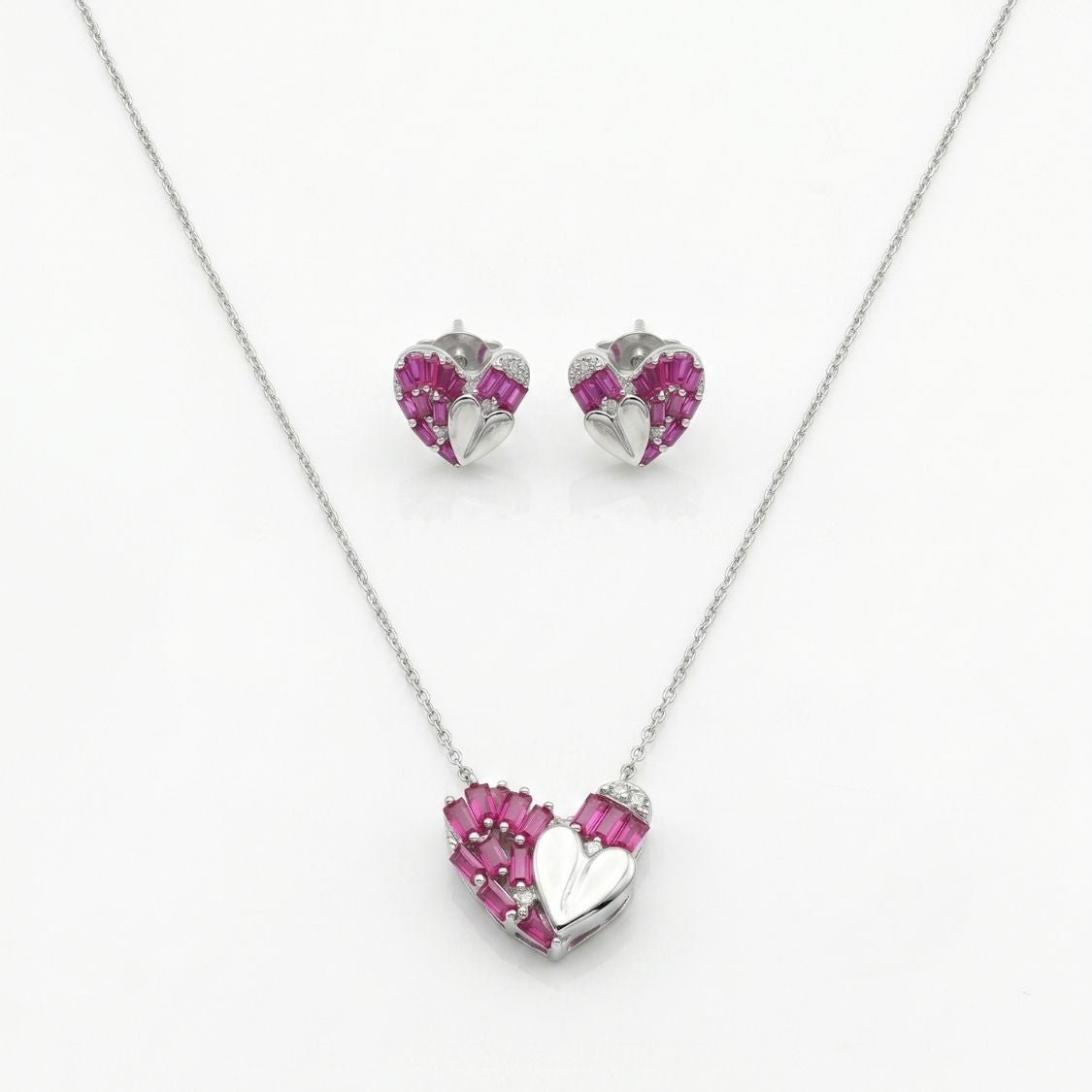 Baguette Heart Necklace Set