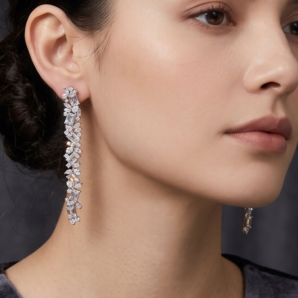 Baguette Long Drop Earrings