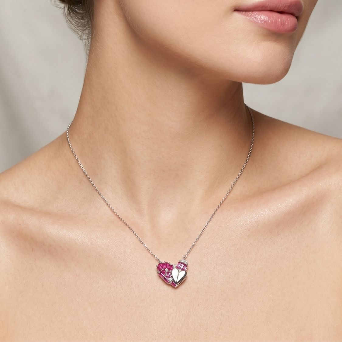 Baguette Heart Necklace Set