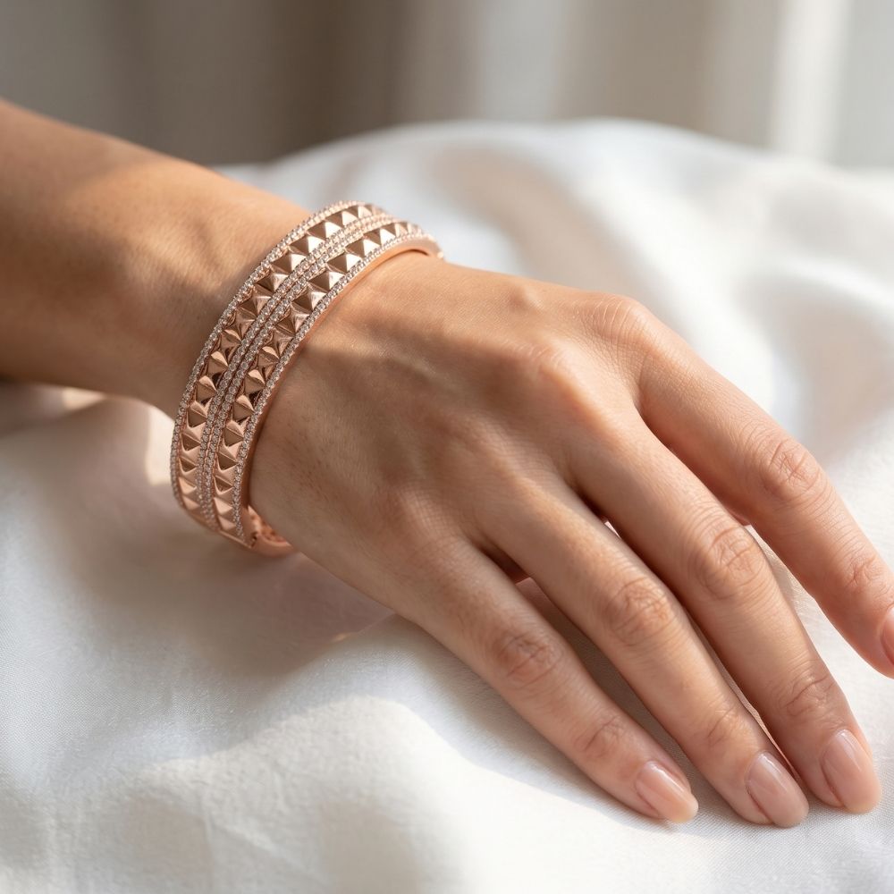 Pyramid Spike Pavé Bangle