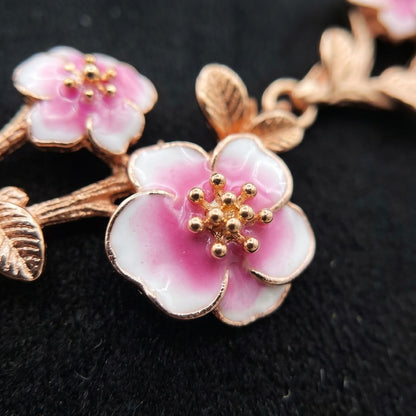 Cherry Blossom Enamel Necklace Set