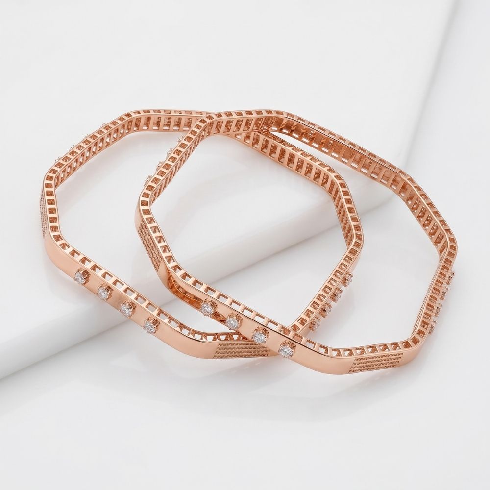Rose Gold Square Profile Bangle