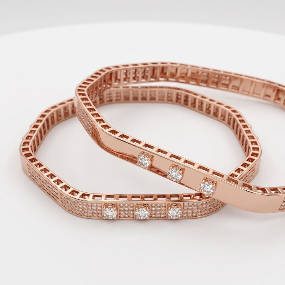 Rose Gold Square Profile Bangle
