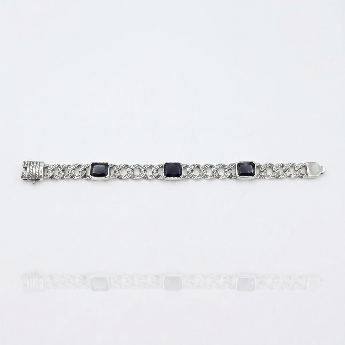 Men's Stone Cuban Link Bracelet