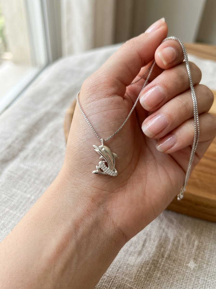 Dolphin CZ Necklace
