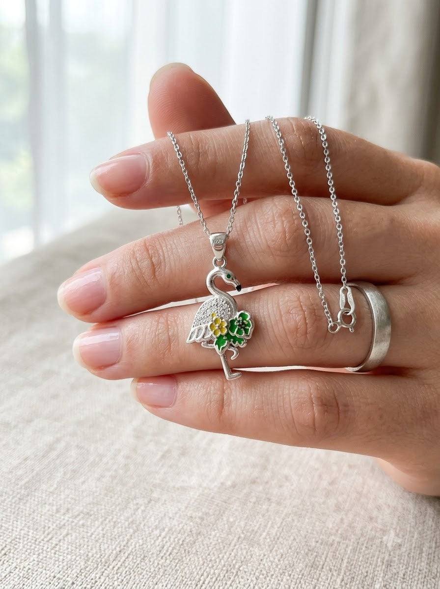 Flamingo Floral CZ Necklace
