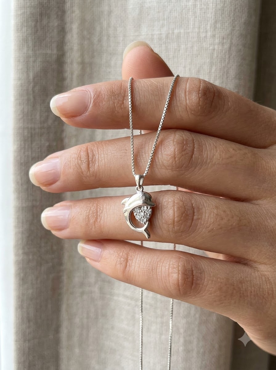Dolphin Pavé CZ Necklace