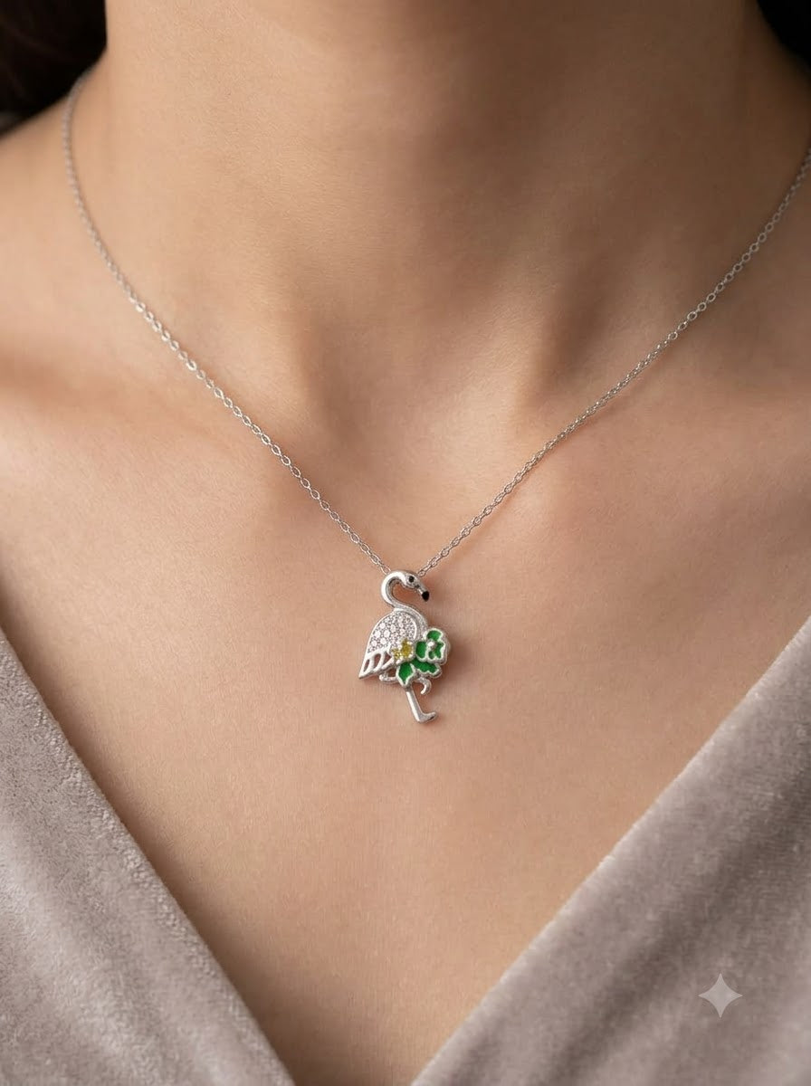 Flamingo Floral CZ Necklace