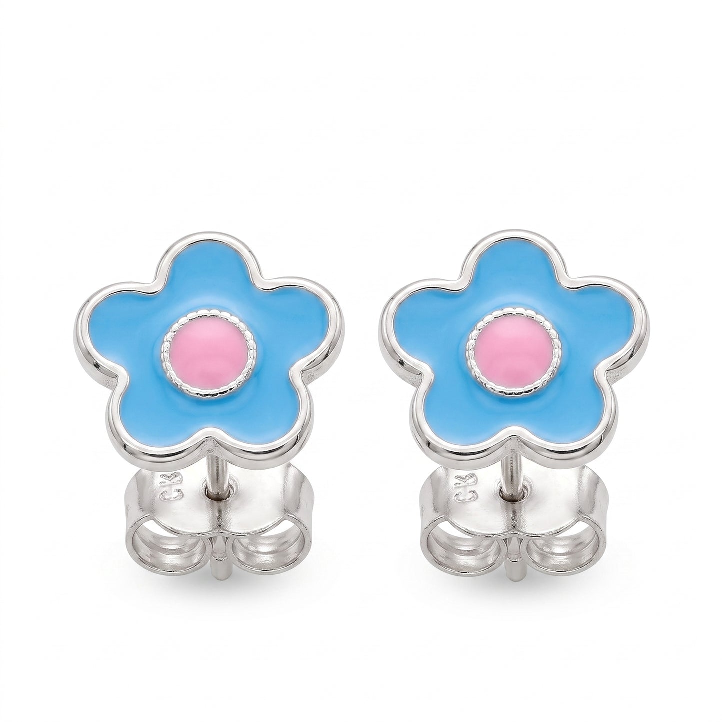 Sky Blue Daisy Enamel Stud Earrings