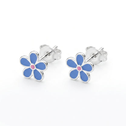 Blue Blossom Enamel Stud Earrings