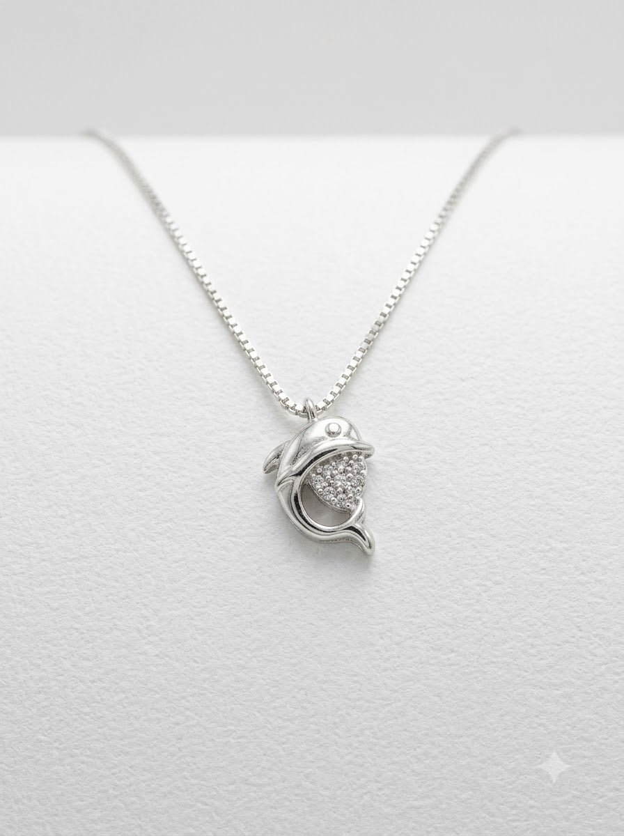 Dolphin Pavé CZ Necklace