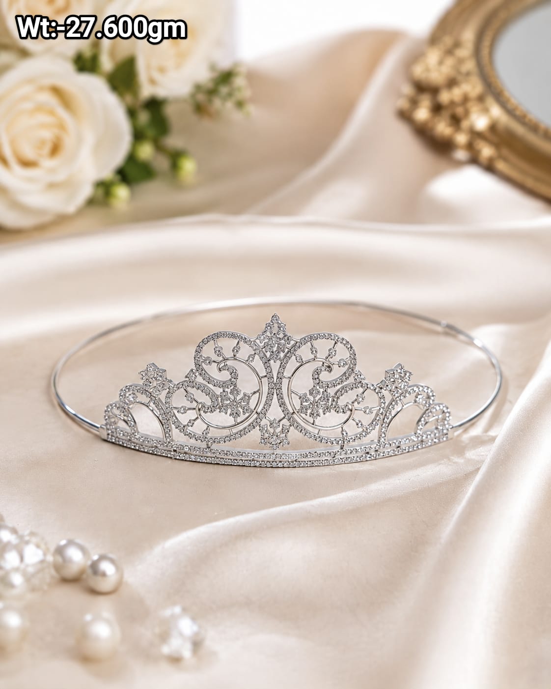 Crystal Floral Scroll Tiara Crown