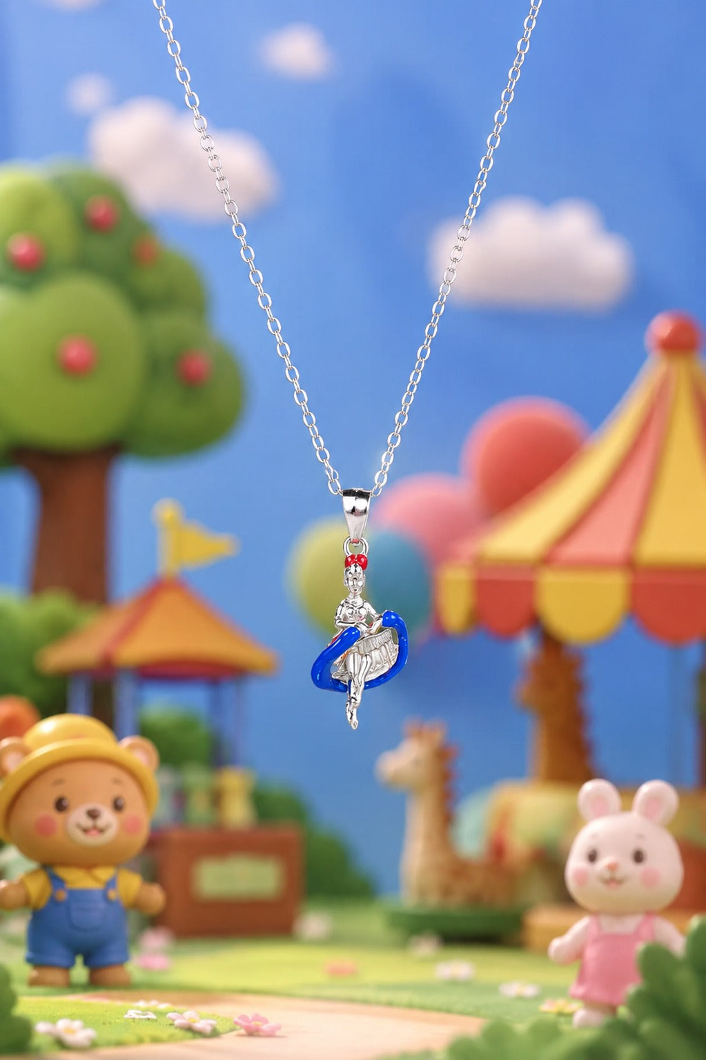 Pink Fairy Enamel Necklace - Kids 925 Silver