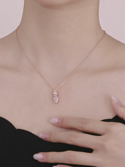 Double Teardrop Baguette Halo Pendant